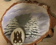 Wandbild Holz/ Stein